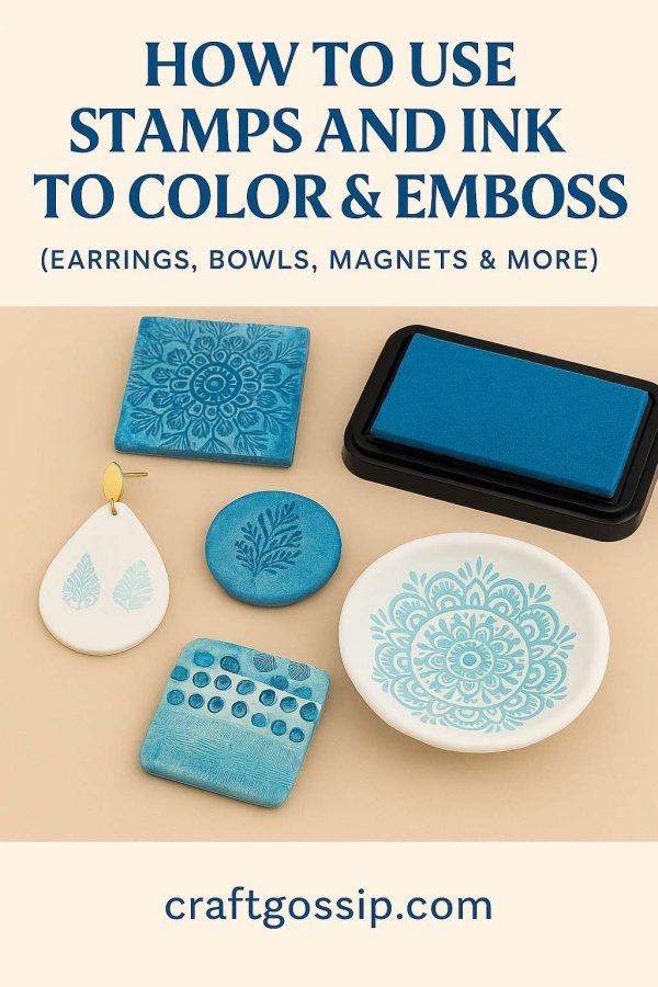How to Use Stamps and Ink to Color and Emboss Air Dry Clay (Earrings, Bowls, Magnets and More)